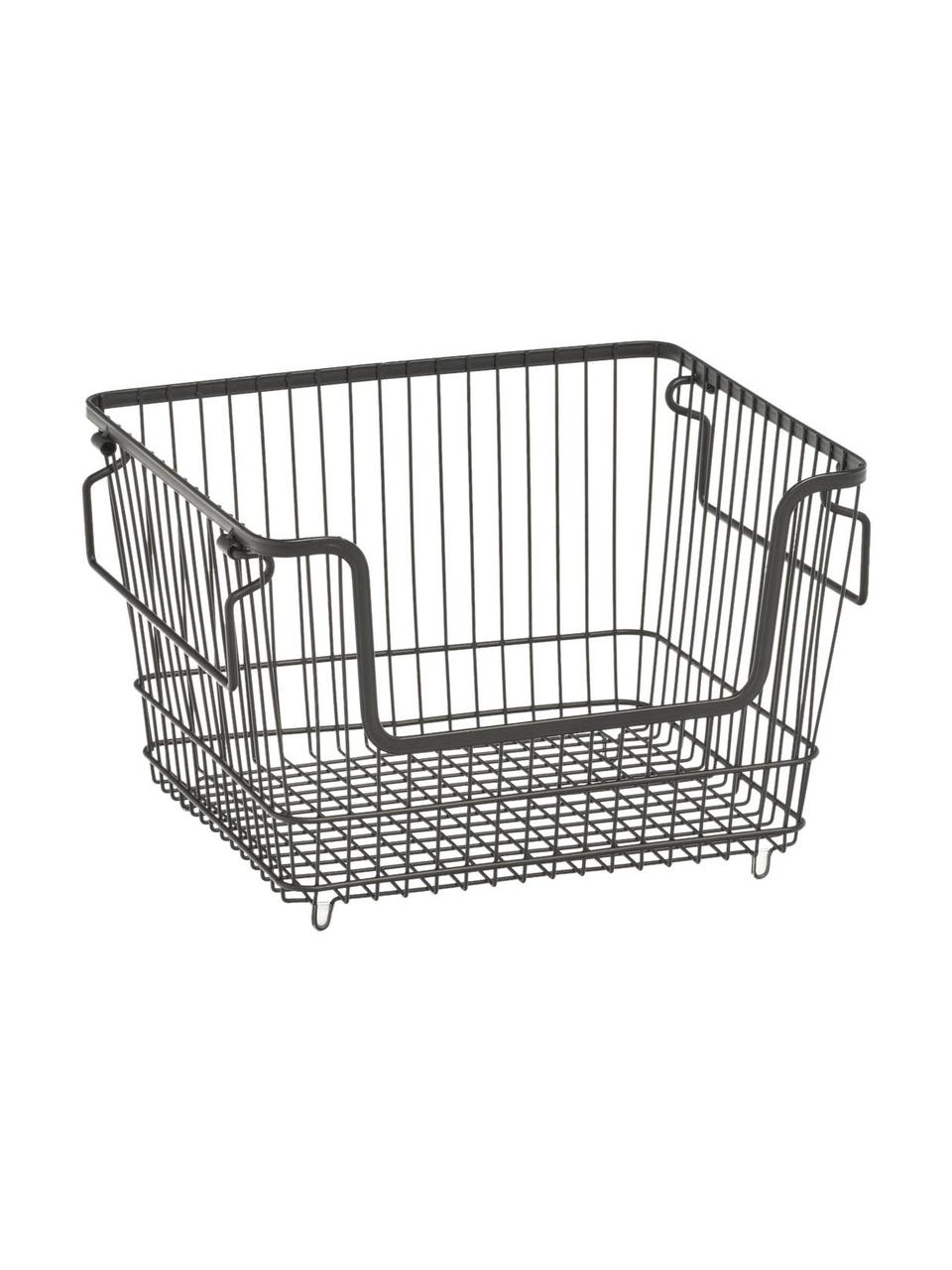Cesta de metal Merka, Metal recubierto, Negro, An 33 x Al 22 cm