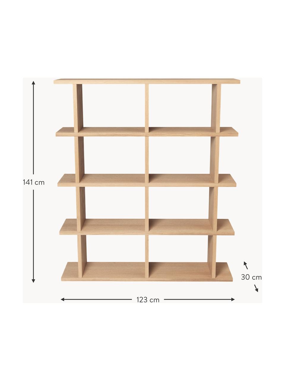 Holz-Regal Kona, Mitteldichte Spanplatte mit Eichenholzfurnier, lackiert

Dieses Produkt wird aus nachhaltig gewonnenem, FSC®-zertifiziertem Holz gefertigt., Eichenholz, hell lackiert, B 123 x H 141 cm