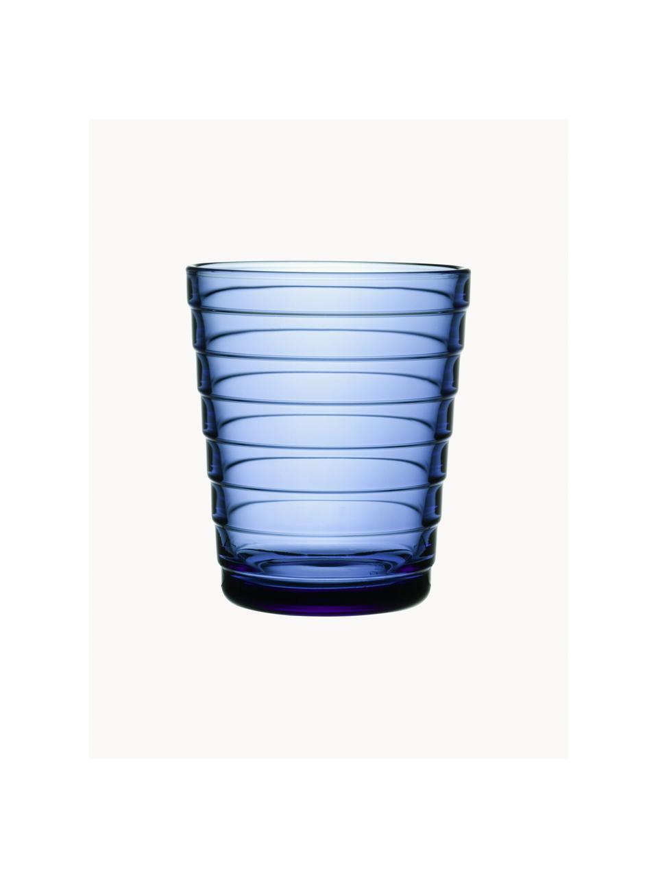 Bicchieri Aino Alvaro Aalto 2 pz, Vetro, Blu trasparente, Ø 7 x Alt. 9 cm, 220 ml