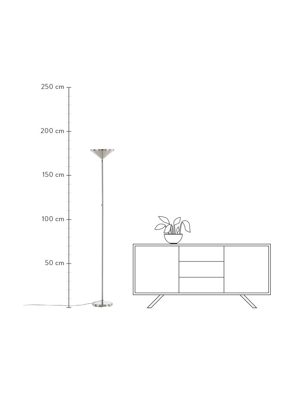 Lámpara de pie grande Corong, Lámpara: acero cromado, Cable: plástico, Cromo, Ø 28 x Al 180 cm