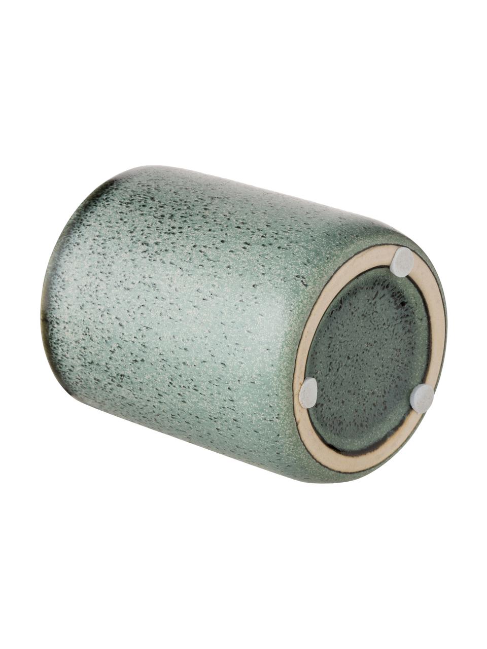 Contenitore con coperchio Mila, Ceramica, smaltata, Verde grigio, Ø 10 x Alt. 11 cm