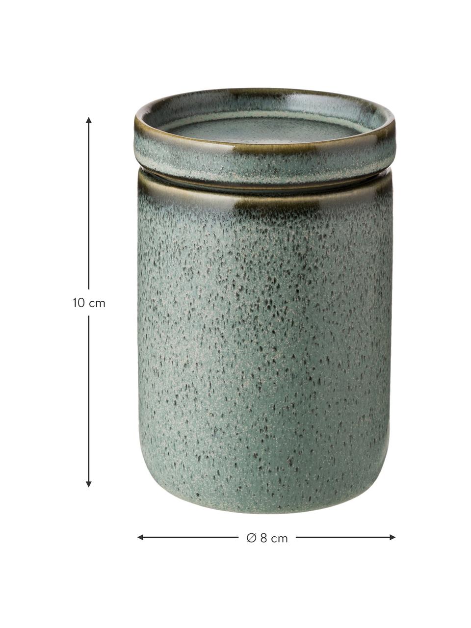 Contenitore con coperchio Mila, Ceramica, smaltata, Verde grigio, Ø 10 x Alt. 11 cm