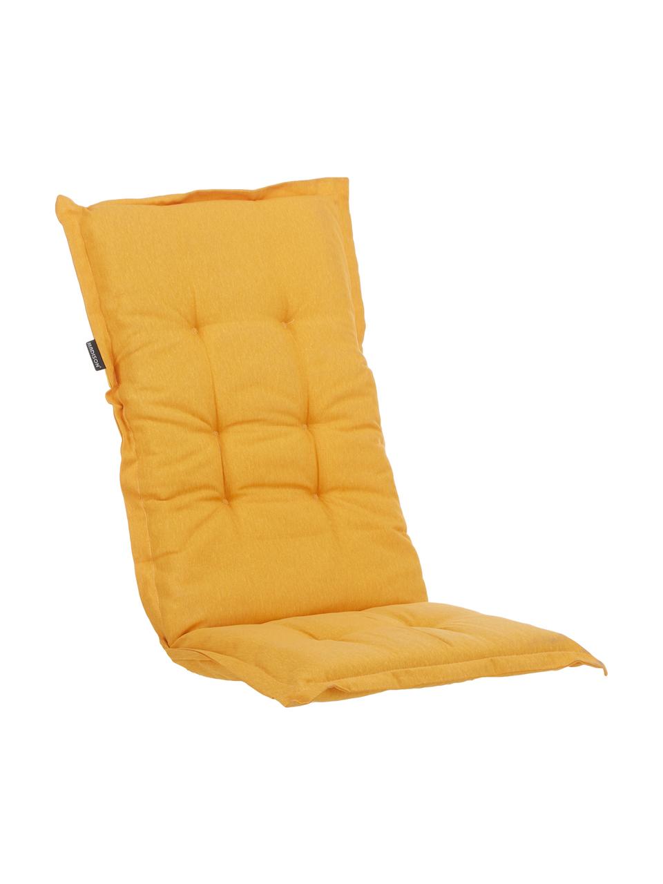 Cuscino sedia giardino con schienale alto color giallo Panama, Rivestimento: 50% cotone, 50% poliester, Giallo, Larg. 42 x Lung. 120 cm