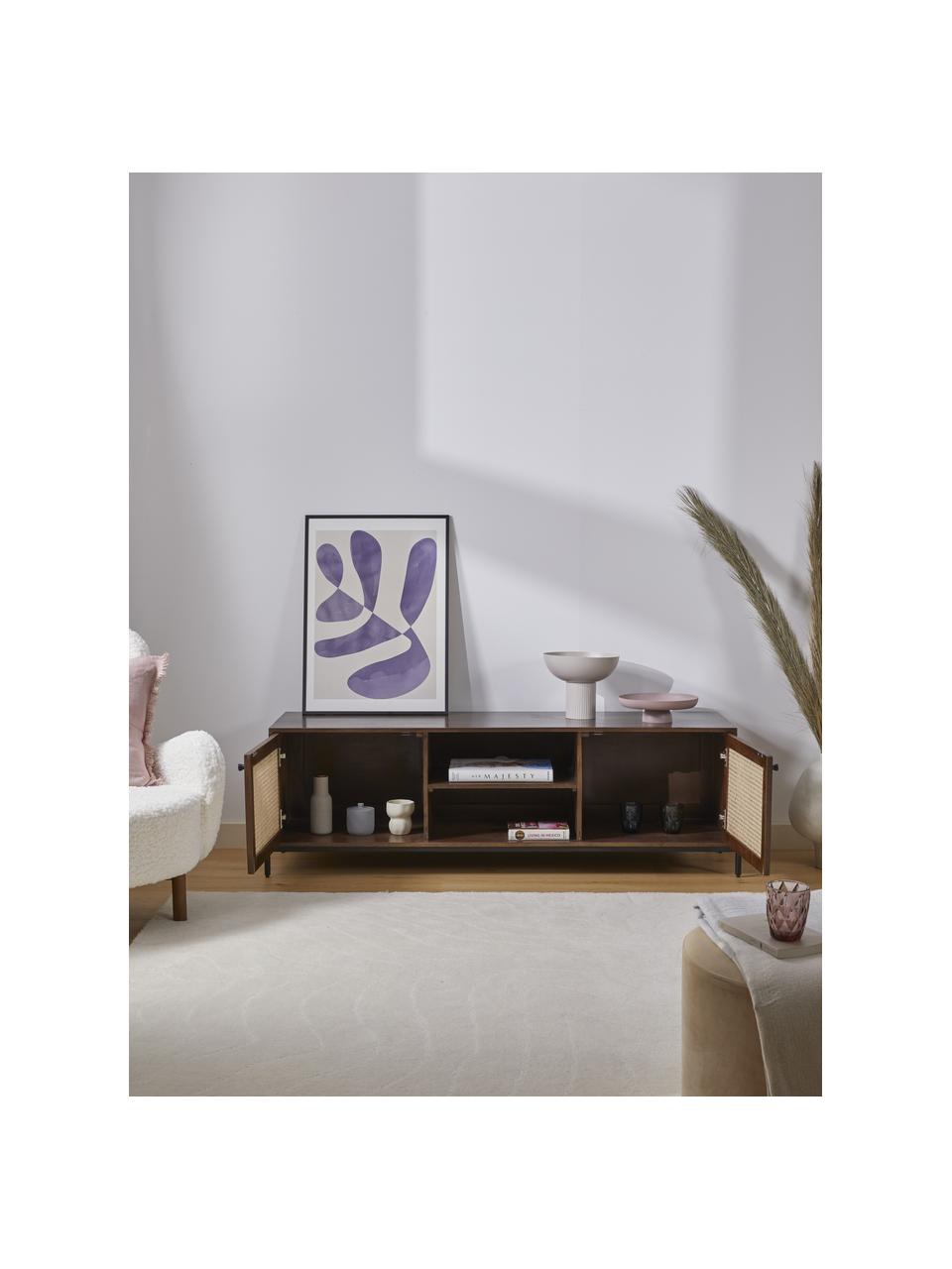 TV stolek s vídeňskou pleteninou Vienna, Mangové dřevo, Š 160 cm, V 50 cm