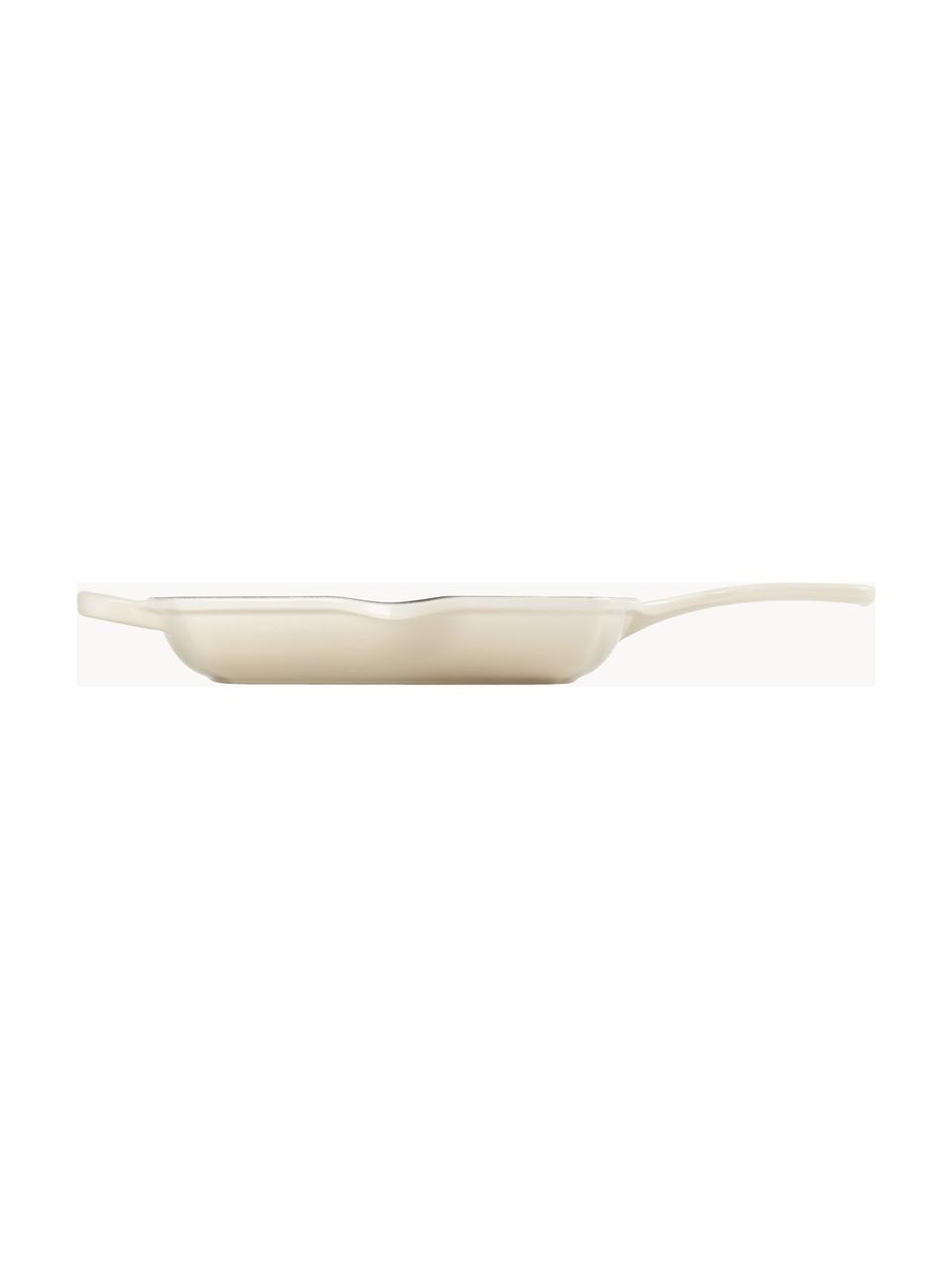 Poêle grill carrée en fonte émaillée Signature Collection, Fonte, émaillée, Tons blanc cassé, larg. 44 x haut. 5 cm