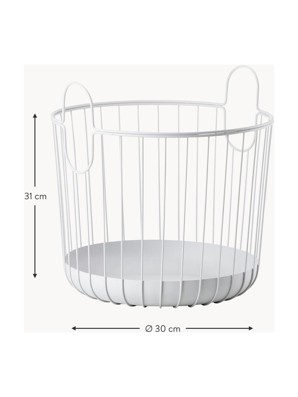 Opbergmand Inu, H 31 cm, Gepoedercoat staal, Wit, Ø 30 x H 31 cm