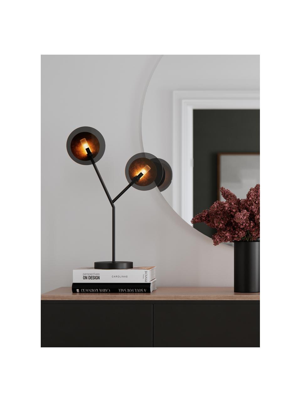 Lampada da tavolo grande con dischi diffusori Turno, Paralume: vetro, Nero, Larg. 40 x Alt. 59 cm