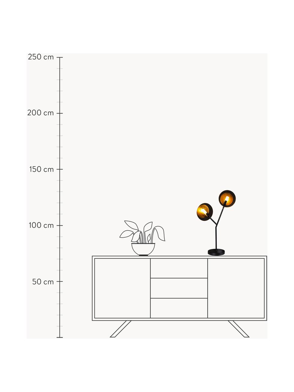 Lámpara de mesa grande con difusores Turno, Estructura: metal recubierto, Cable: plástico, Negro, An 40 x Al 59 cm