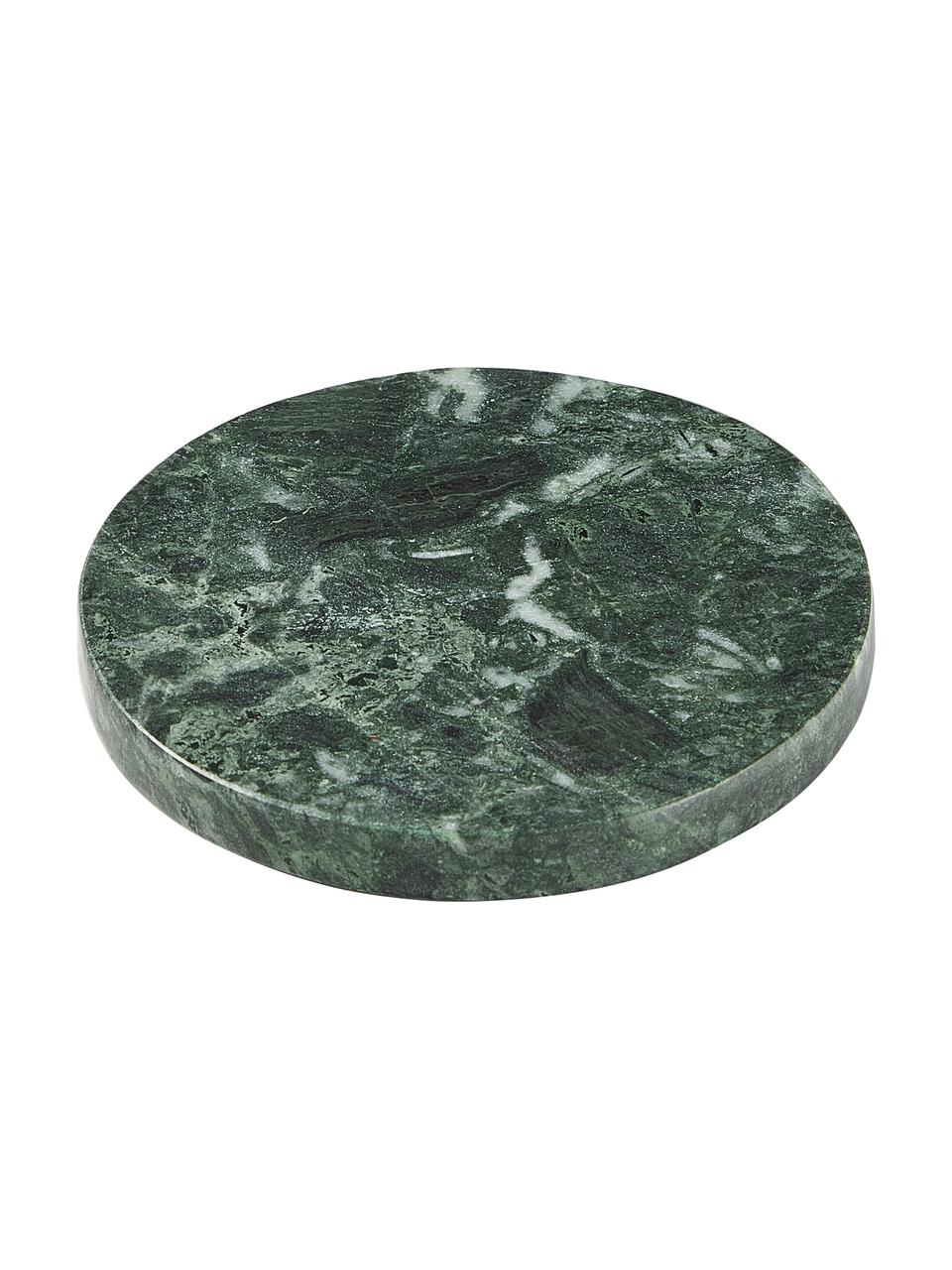 Marmeren onderzetters Callum in groen, 4 stuks, Marmer, Groen marmer, Ø 10 x H 1 cm