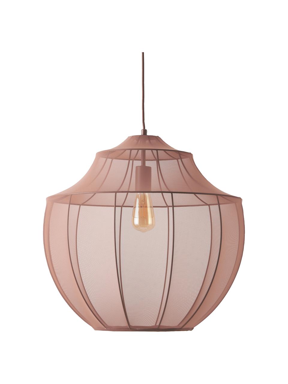 Lampa wisząca z siateczki Beau, Stelaż: metal malowany proszkowo, Rdzawoczerwony, Ø 52 x W 52 cm