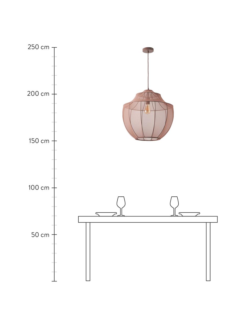 Pendelleuchte Beau aus Netzstoff, Lampenschirm: Textil, Baldachin: Metall, pulverbeschichtet, Rostrot, Ø 52 x H 52 cm