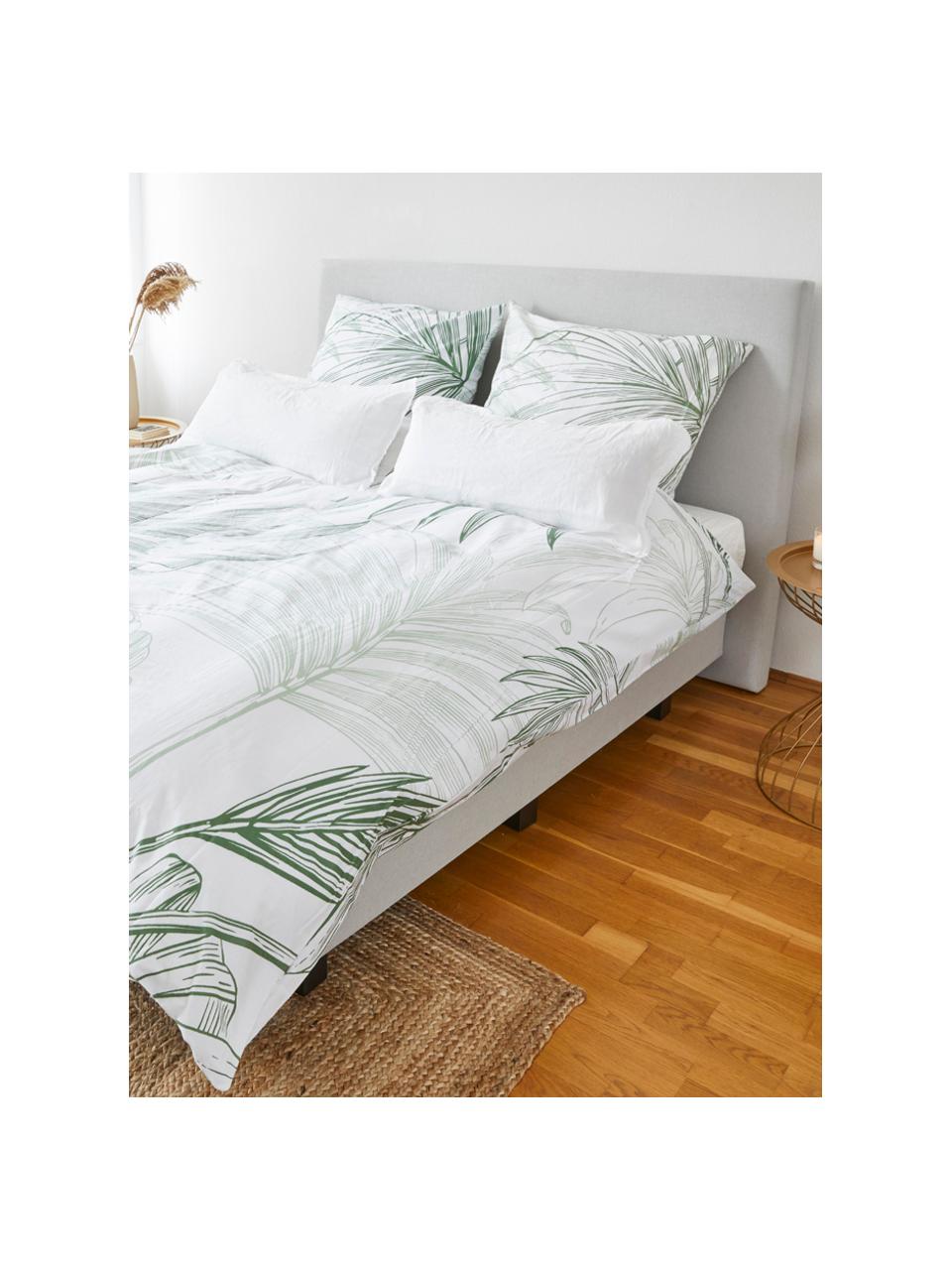 Poszewka na poduszkę z bawełny renforcé Alessa, 2 szt., Biały, jasny zielony, ciemny zielony, S 40 x D 80 cm