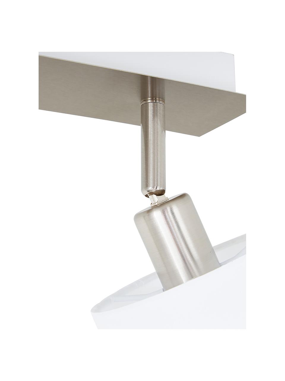 Faretti da soffitto classici Casper, Baldacchino: metallo nichelato, Paralume: tessuto, Argentato, bianco, Larg. 32 x Alt. 7 cm