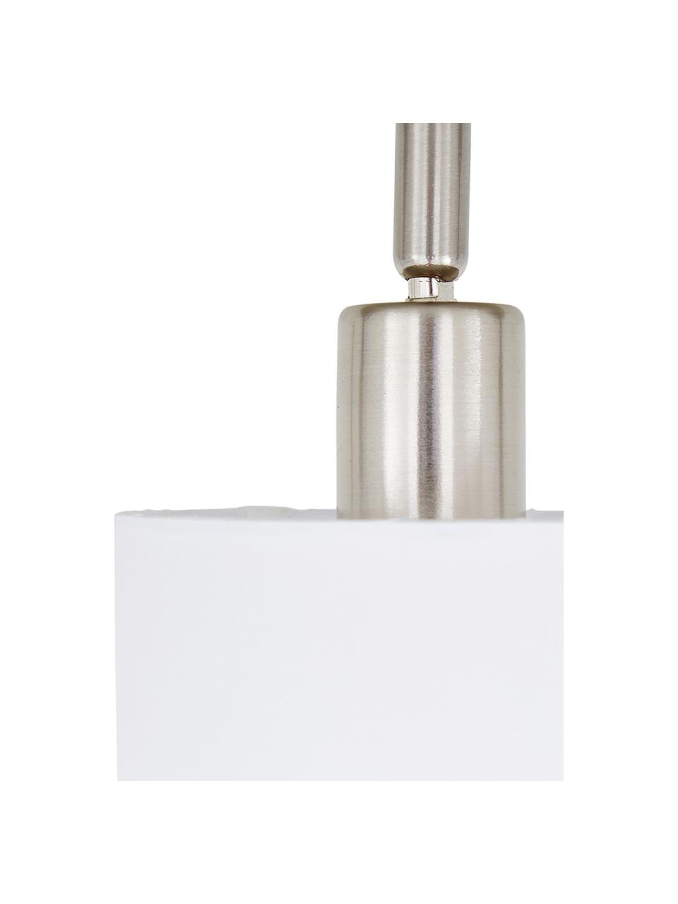 Faretti da soffitto classici Casper, Baldacchino: metallo nichelato, Paralume: tessuto, Argentato, bianco, Larg. 32 x Alt. 7 cm