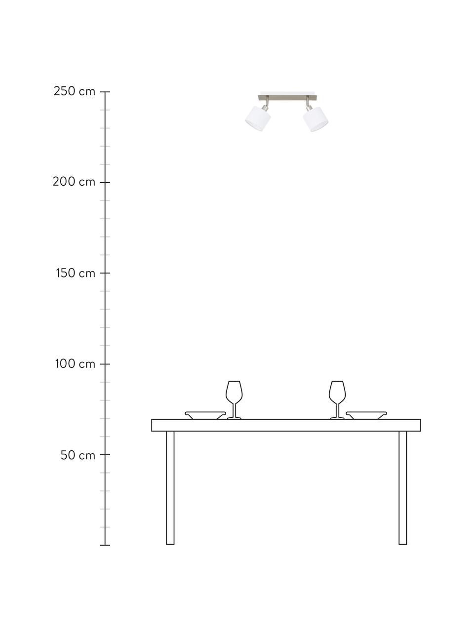 Faretti da soffitto classici Casper, Baldacchino: metallo nichelato, Paralume: tessuto, Argentato, bianco, Larg. 32 x Alt. 7 cm