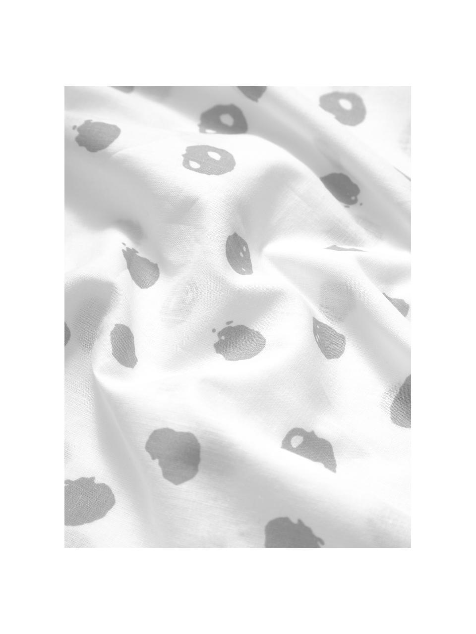 Gepunkteter Baumwoll-Bettdeckenbezug Jana, Webart: Renforcé Fadendichte 144 , Weiß, Grau, B 200 x L 200 cm