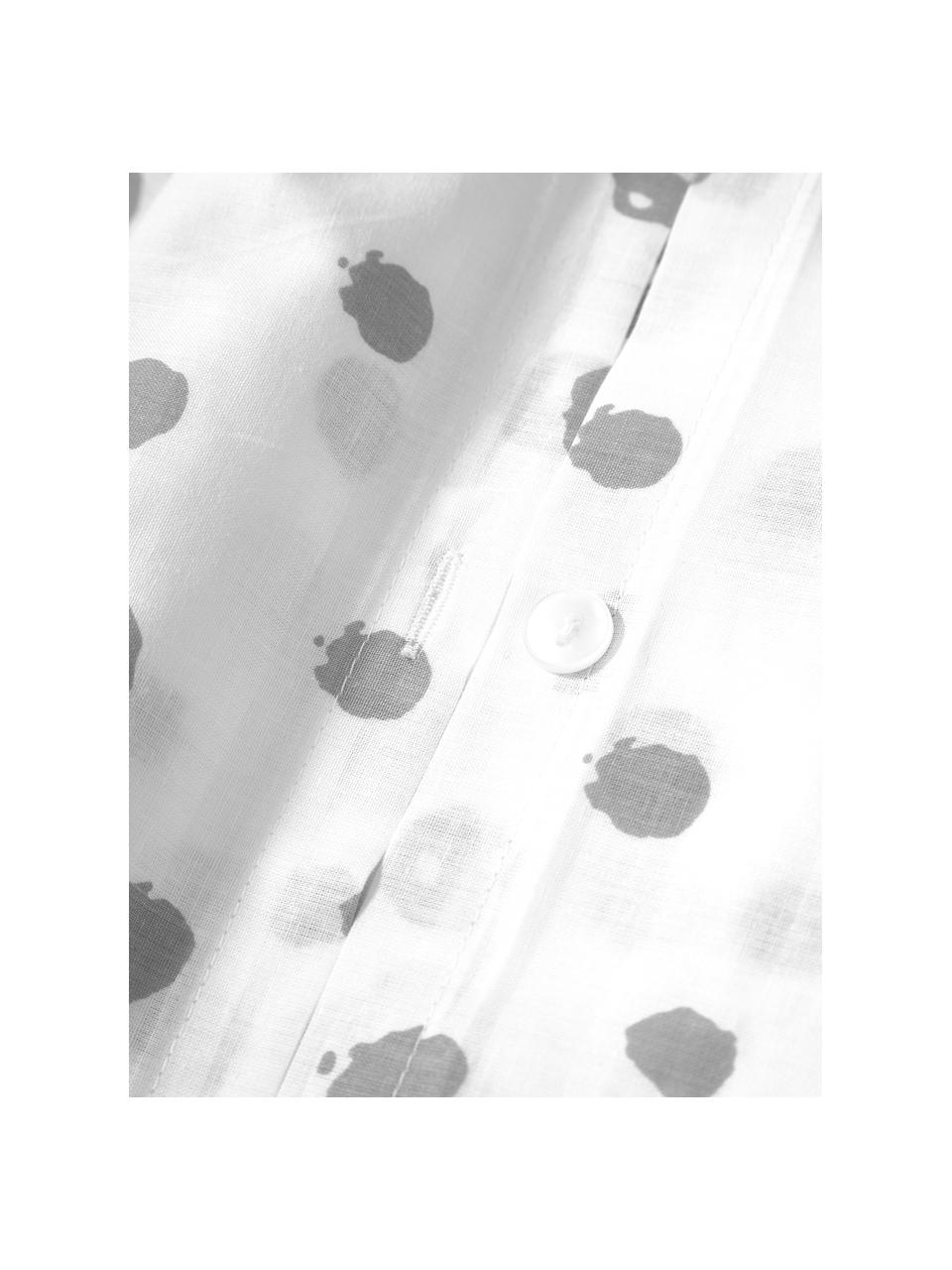 Tečkovaný bavlněný povlak na přikrývku Jana, Bílá, šedá, Š 200 cm, D 200 cm