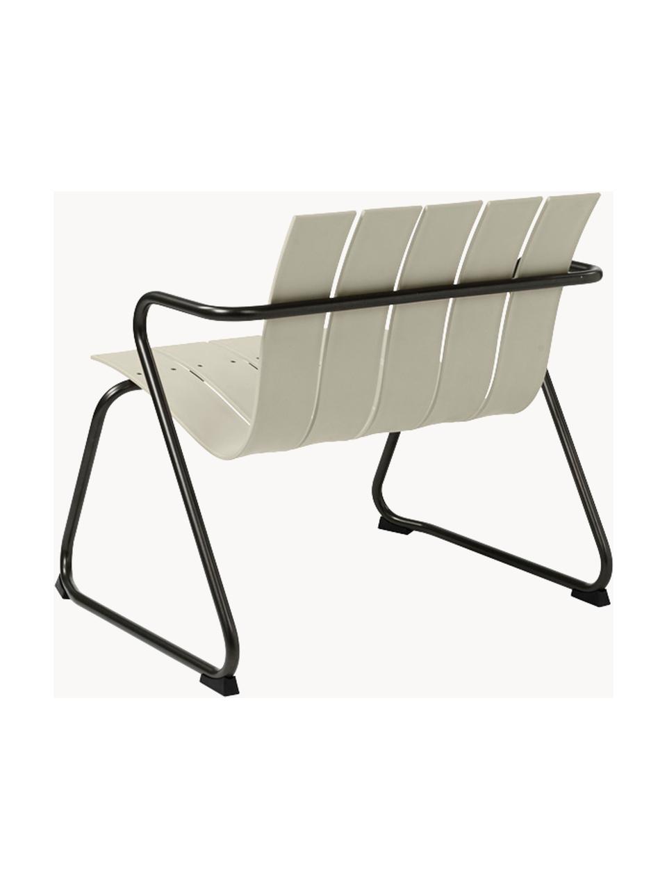 Handgefertigter Garten-Loungesessel Ocean, Gestell: Recycelter Stahl, beschic, Hellbeige, Schwarz, B 72 x T 63 cm