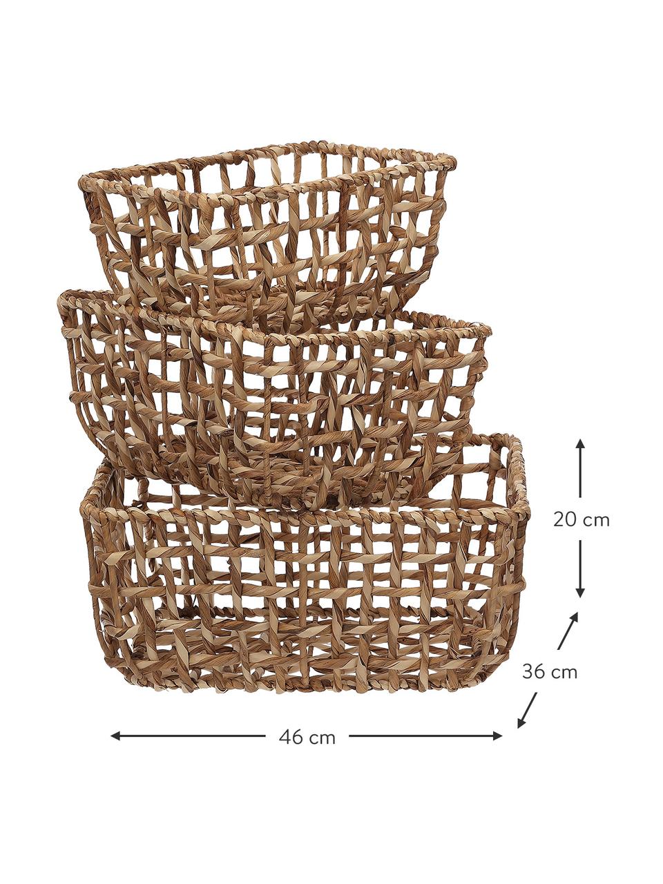 Sada skladovacích košů z vodního hyacintu Tavaha, 3 díly, Vodní hyacint, Světle hnědá, Sada s různými velikostmi