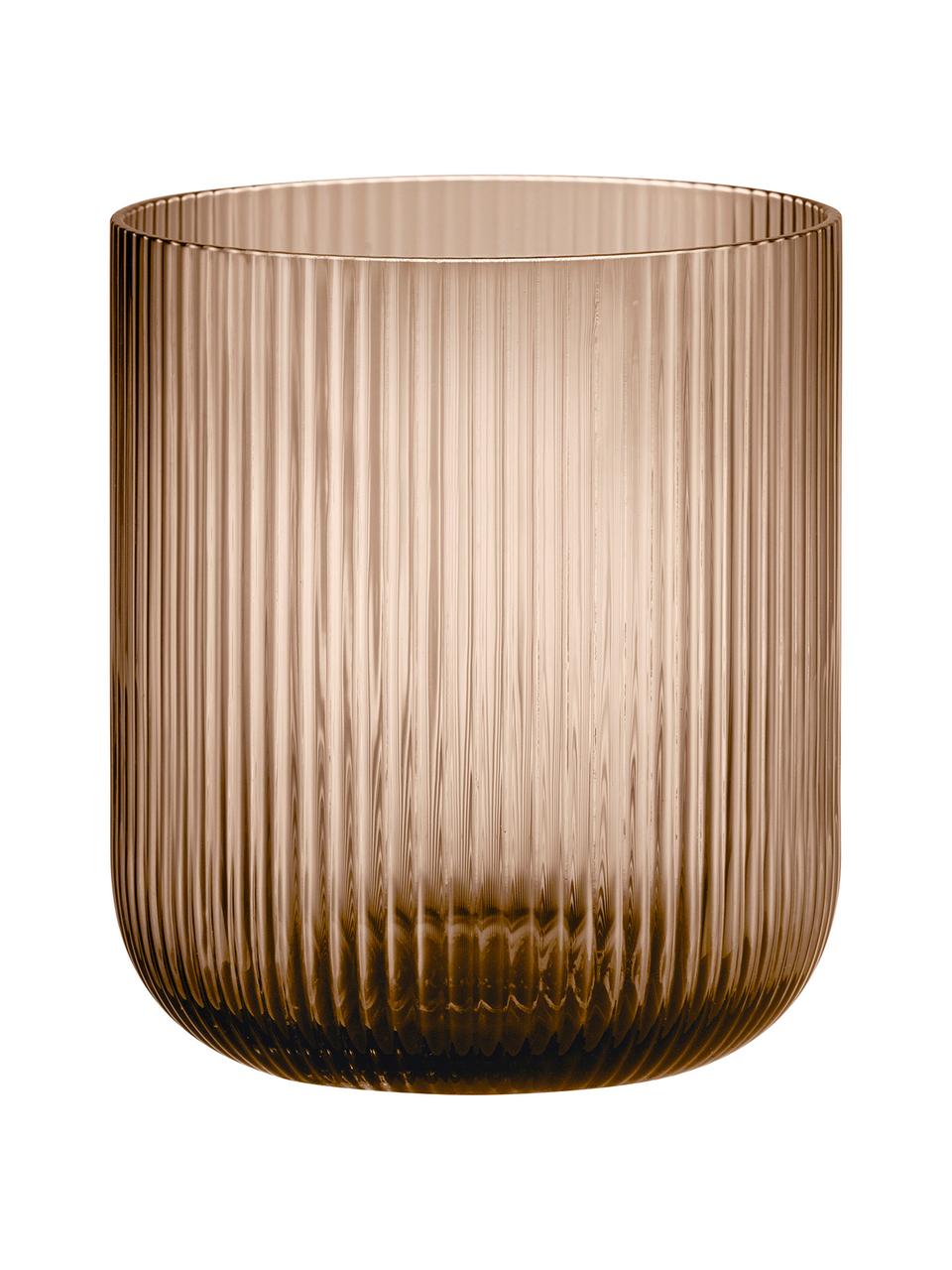 Windlicht Ven met groefreliëf, Glas, Amberkleurig, transparant, Ø 16 x H 16 cm