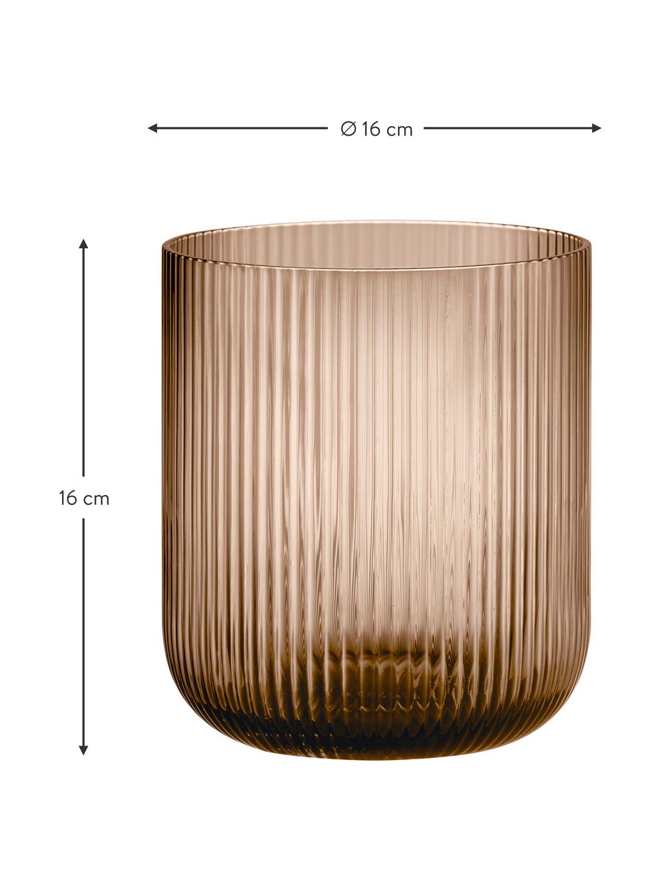 Portacanadela con superficie scanalata Ven, Vetro, Ambrato trasparente, Ø 16 x Alt. 16 cm