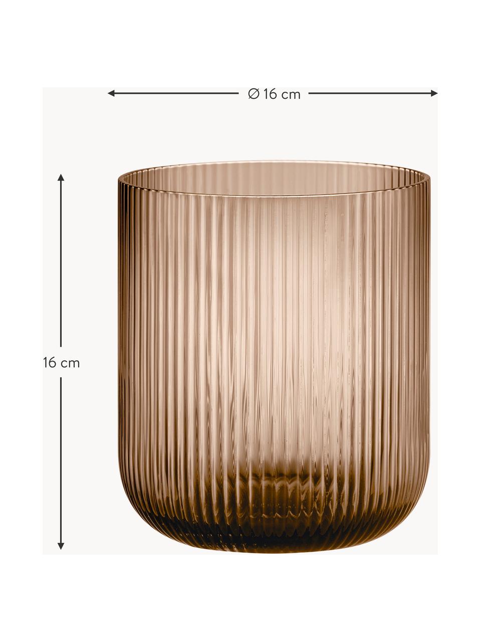 Windlicht Ven met groefreliëf, Glas, Lichtbruin, transparant, Ø 16 x H 16 cm
