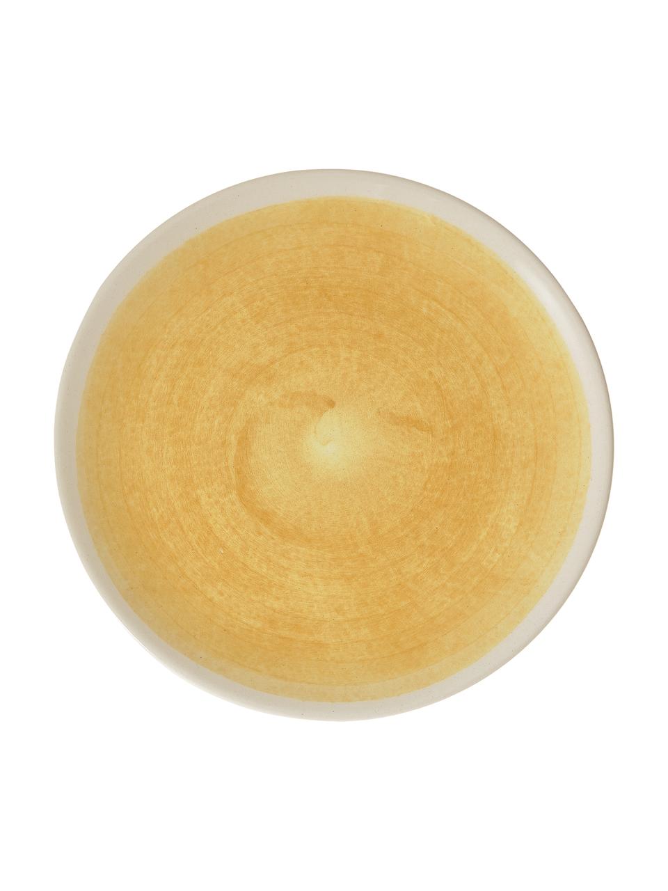 Platos postre artesanales Pure, 6 uds., Cerámica, Amarillo, blanco, Ø 21 cm