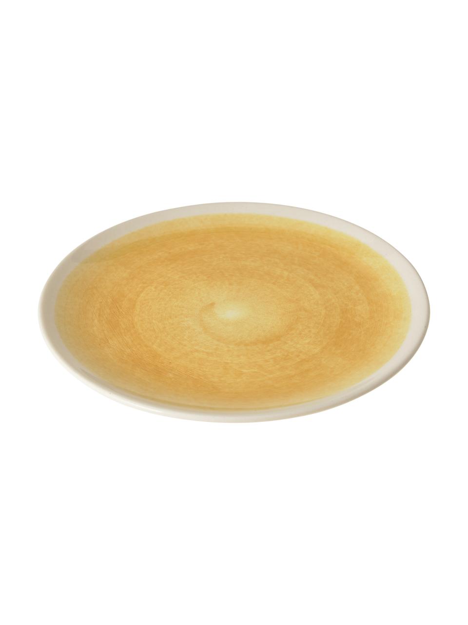 Platos postre artesanales Pure, 6 uds., Cerámica, Amarillo, blanco, Ø 21 cm