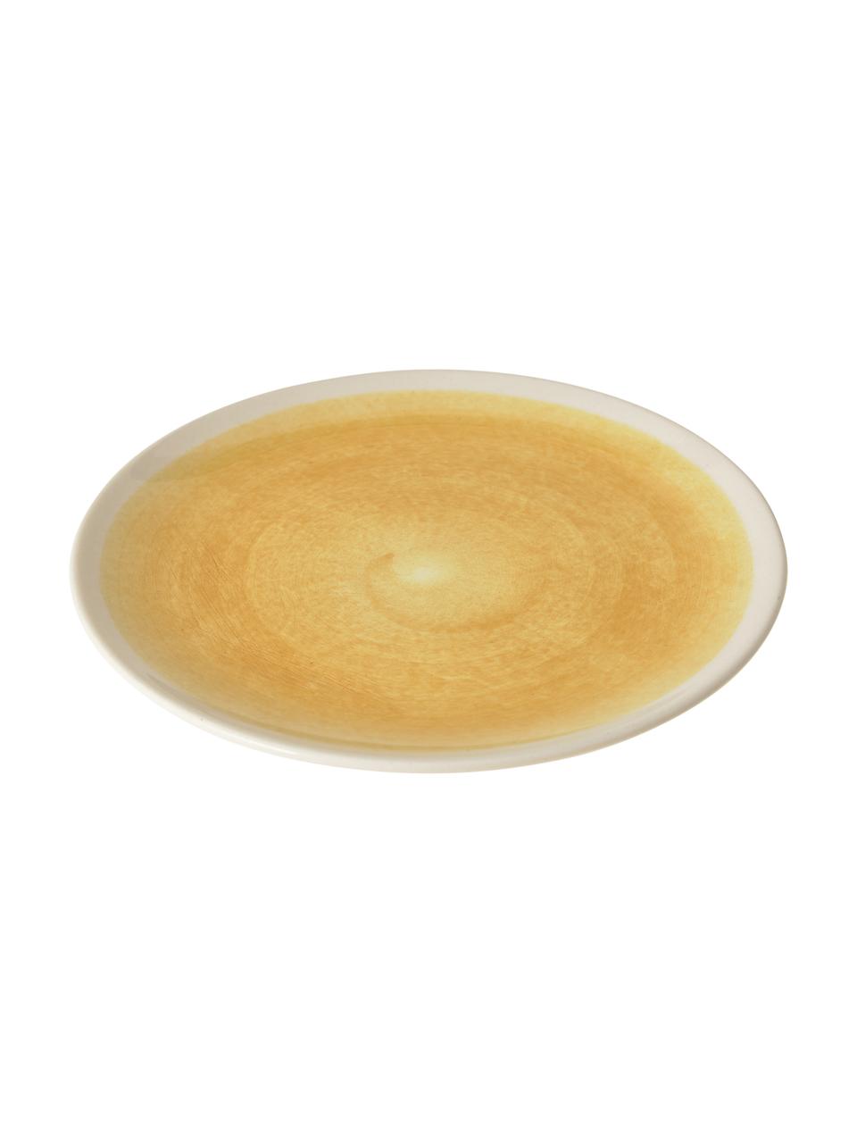 Ręcznie wykonany talerz śniadaniowy Pure, 6 szt., Ceramika, Żółty, biały, Ø 21 cm
