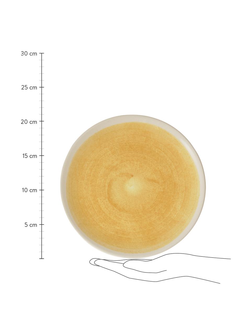 Ručne vyrobený raňajkový tanier s gradientom Pure, 6 ks, Keramika, Žltá, biela, Ø 21 cm
