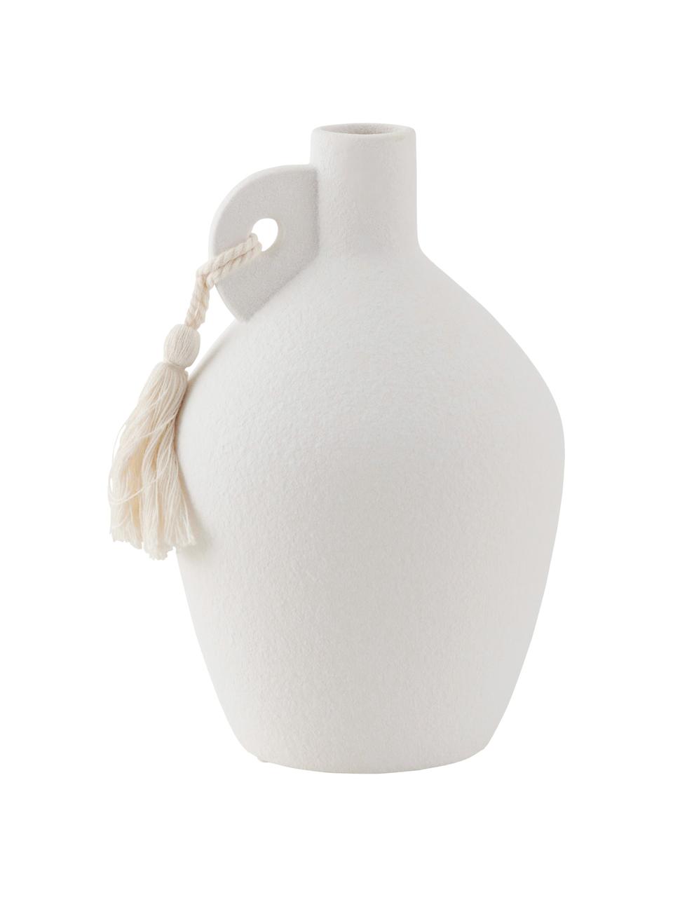 Vase design grès blanc Dollo, Grès cérame, Blanc, Ø 14 x haut. 21 cm