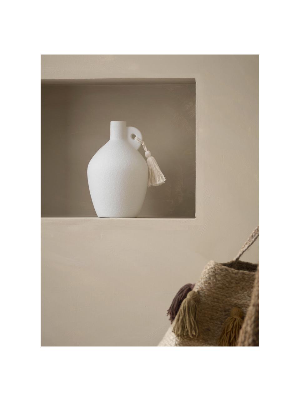 Dizajnová váza z kameniny Dollo, Kamenina, Biela, Ø 14 x V 21 cm