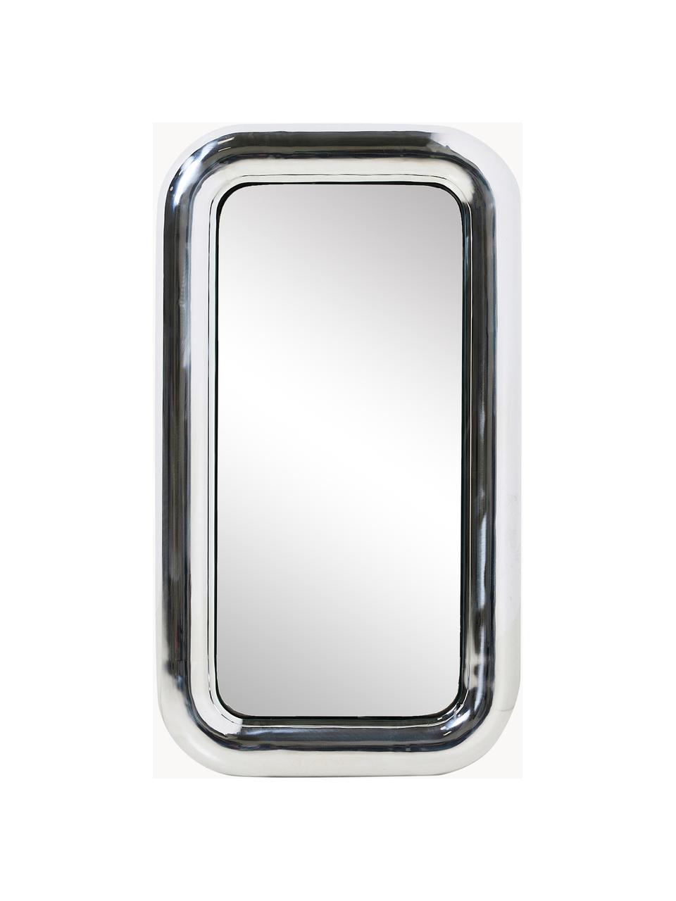 Specchio da parete con cornice in acciaio Chubby, Superficie dello specchio: lastra di vetro, Cornice: acciaio cromato, Argentato, Larg. 45 x Alt. 80 cm