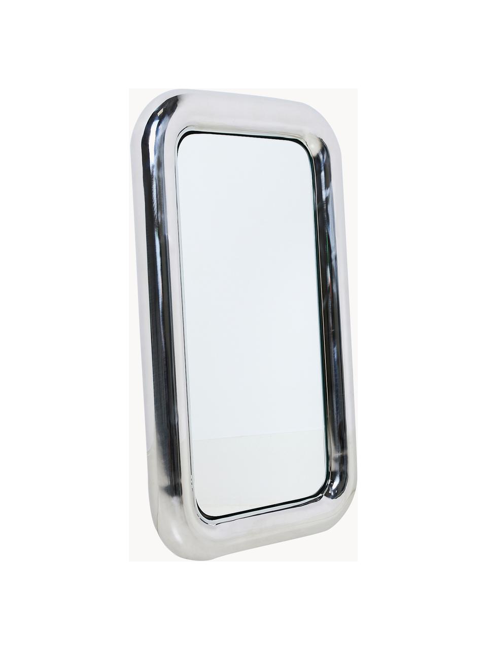 Specchio da parete con cornice in acciaio Chubby, Superficie dello specchio: lastra di vetro, Cornice: acciaio cromato, Argentato, Larg. 45 x Alt. 80 cm