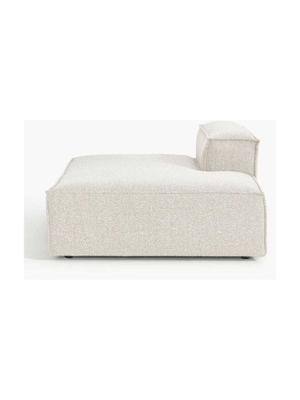 Modulo chaise longue in bouclé Lennon, Rivestimento: bouclé (100% poliestere) , Struttura: legno di pino massiccio, , Piedini: plastica Questo prodotto , Bouclè bianco latte, Larg. 150 x Prof. 119 cm, schienale a destra