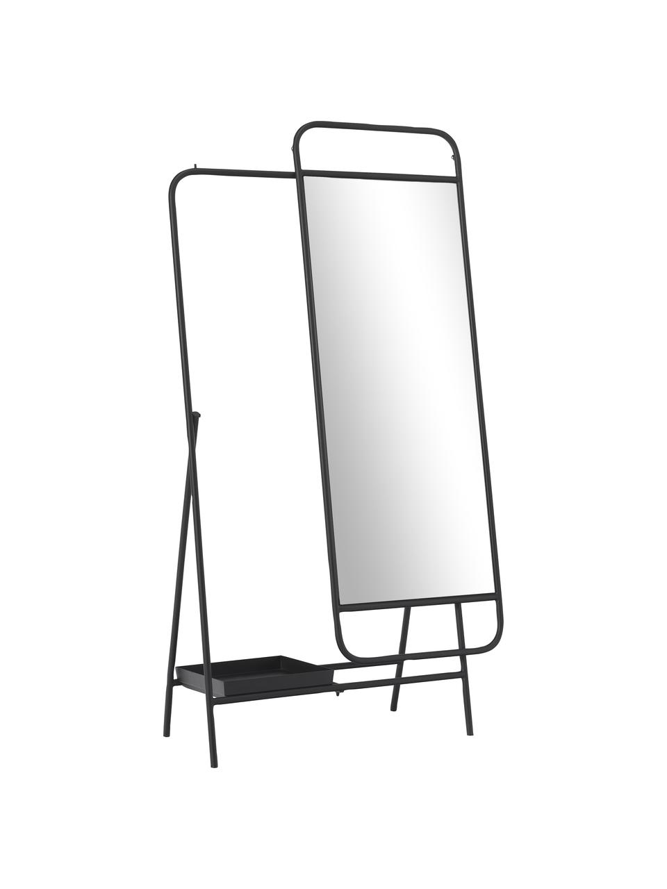 Standspiegel Theo mit Ablagefläche, Metall, Schwarz, B 93 x H 175 cm