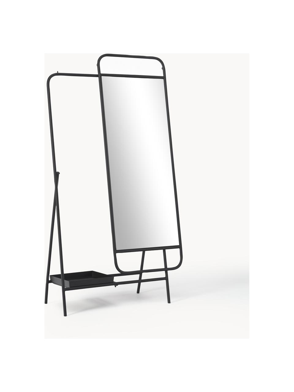 Miroir sur pied Theo, Métal, Noir, larg. 93 x haut. 175 cm