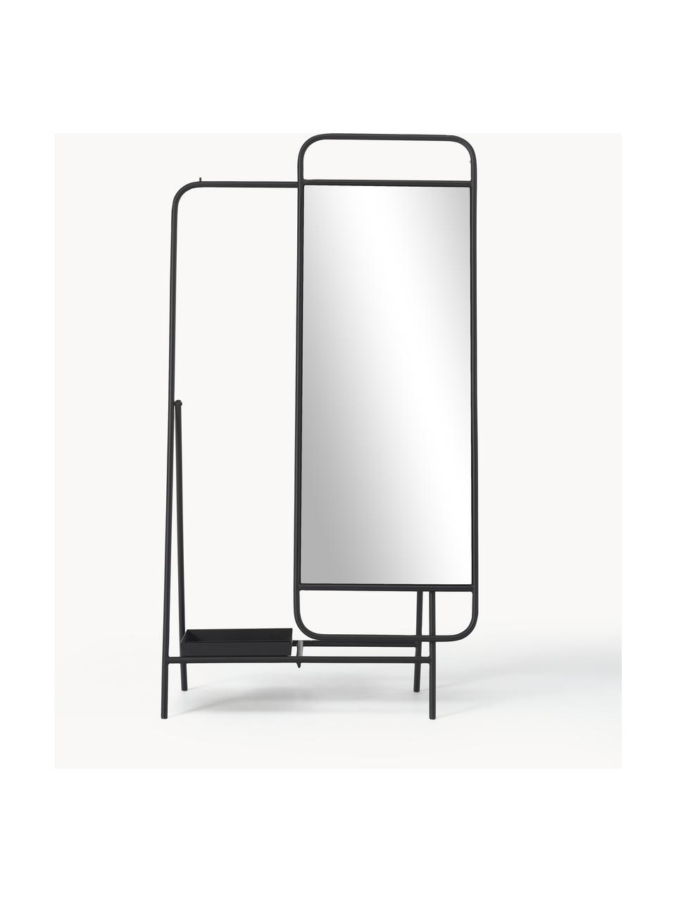 Miroir sur pied Theo, Métal, Noir, larg. 93 x haut. 175 cm