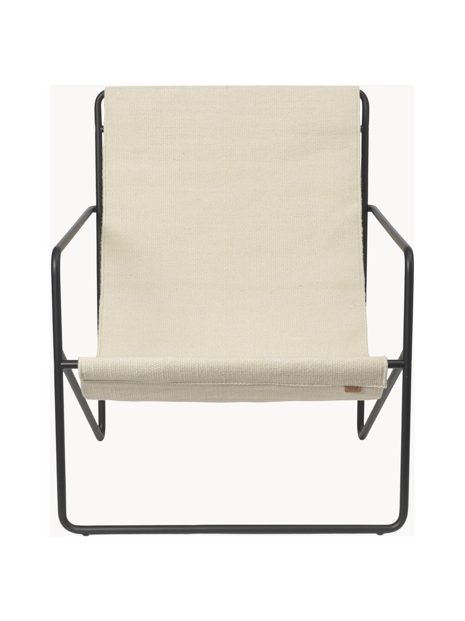 Fauteuil lounge Desert, Tissu beige clair, acier noir, larg. 63 x prof. 66 cm