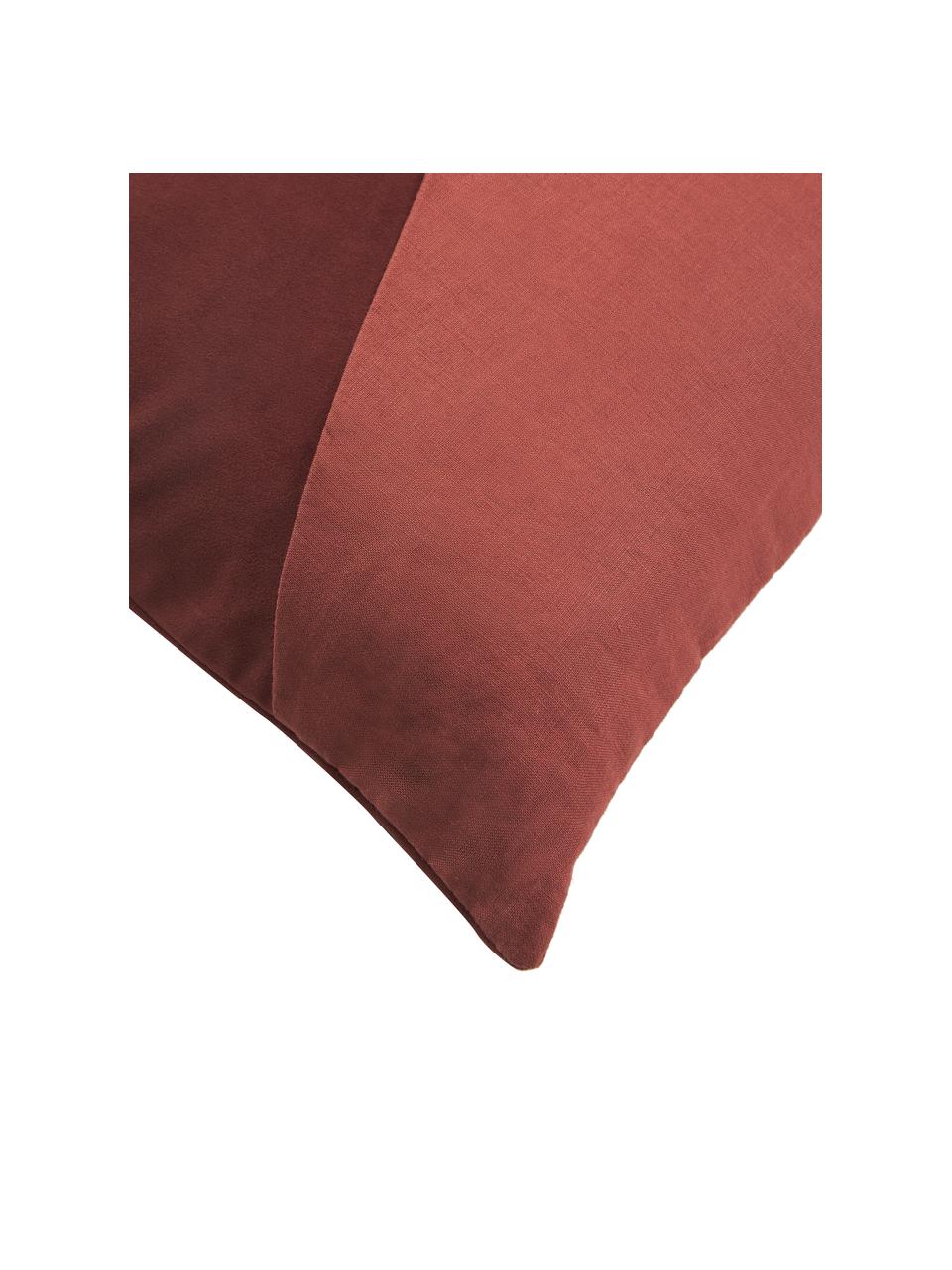 Kussenhoes Adelaide van fluweel/linnen in rood, Rood, roze, B 45 x L 45 cm