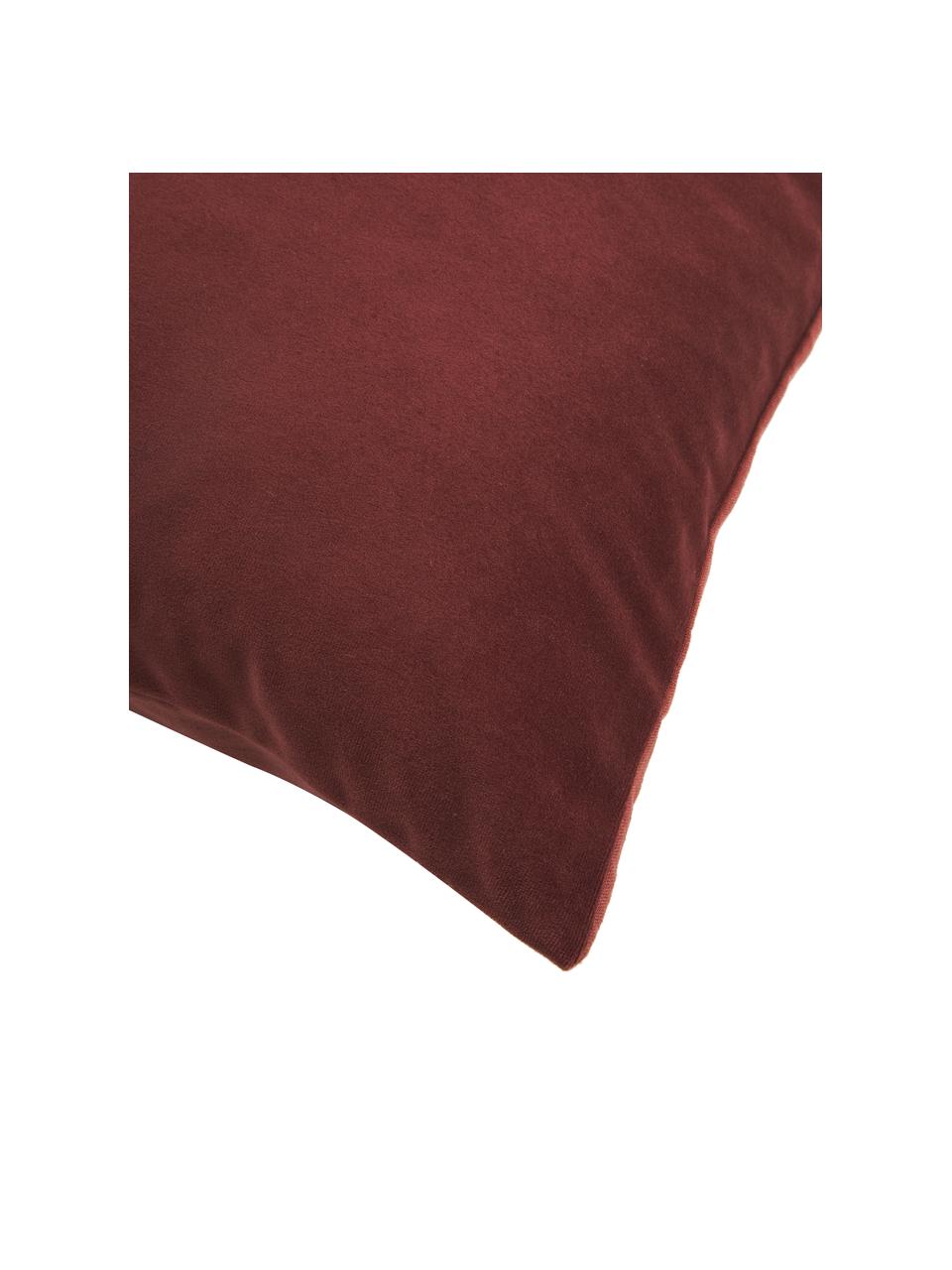 Poszewka na poduszkę z aksamitu i lnu Adelaide, Czerwony, blady różowy, S 45 x D 45 cm