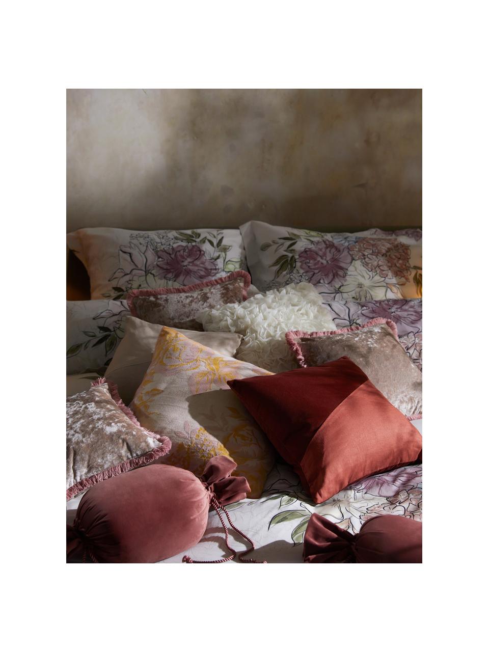 Funda de cojín de terciopelo y lino Adelaide, Rojo, rosa, An 45 x L 45 cm