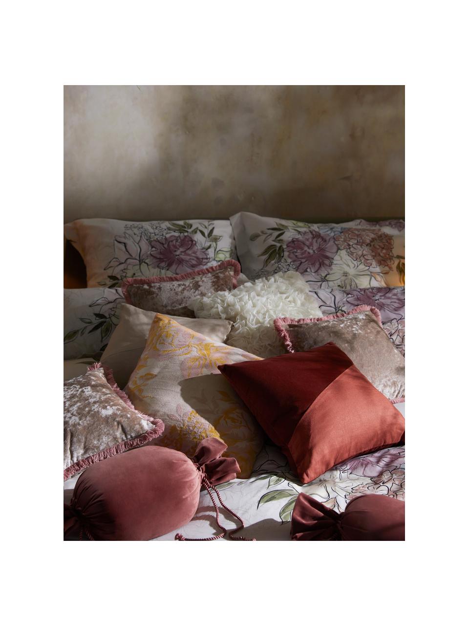 Kussenhoes Adelaide van fluweel/linnen in rood, Rood, roze, B 45 x L 45 cm