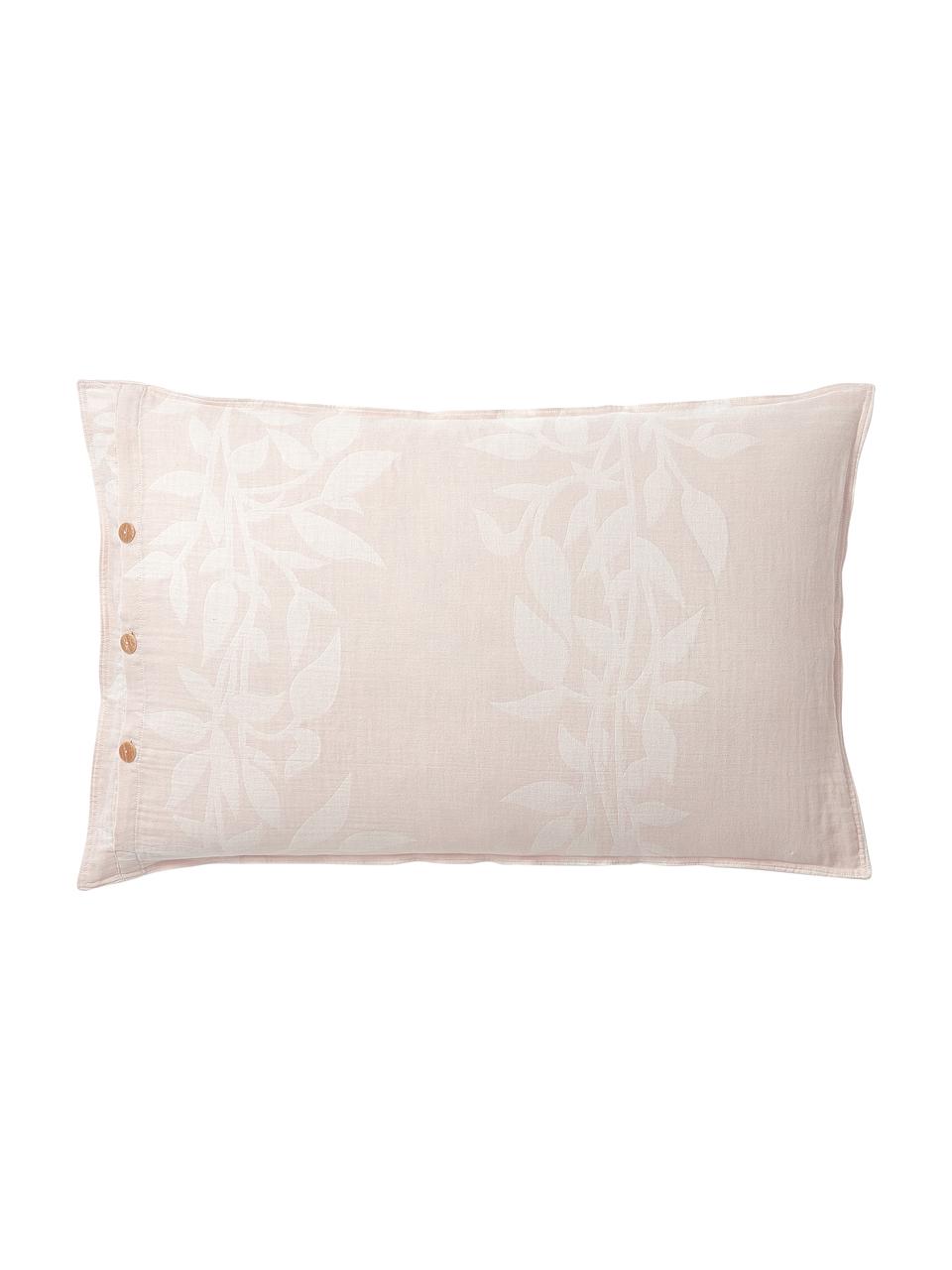 Federa reversibile in mussola rosa con motivo floreale Jasmina, Rosa, Larg. 50 x Lung. 80 cm