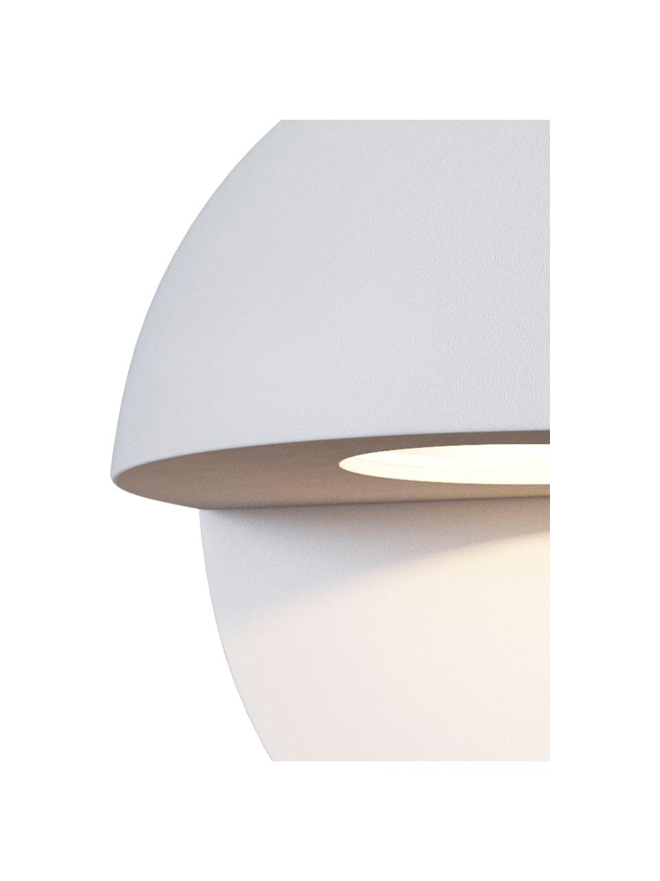 Outdoor LED wandlamp Mezzo in wit, Lampenkap: gecoat aluminium, Wit, D 6 x H 9 cm