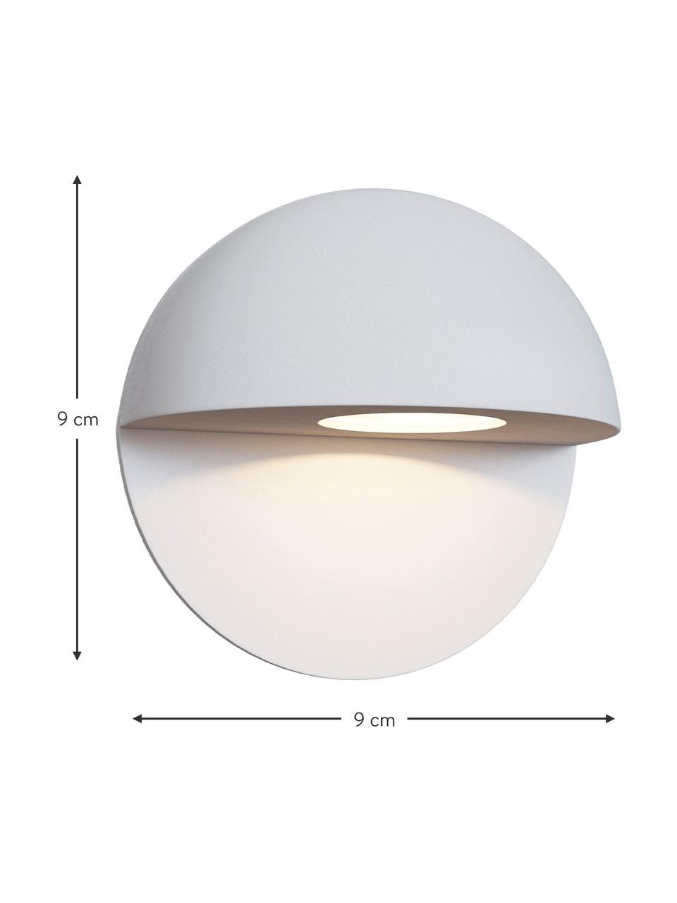 Outdoor LED wandlamp Mezzo in wit, Lampenkap: gecoat aluminium, Wit, D 6 x H 9 cm