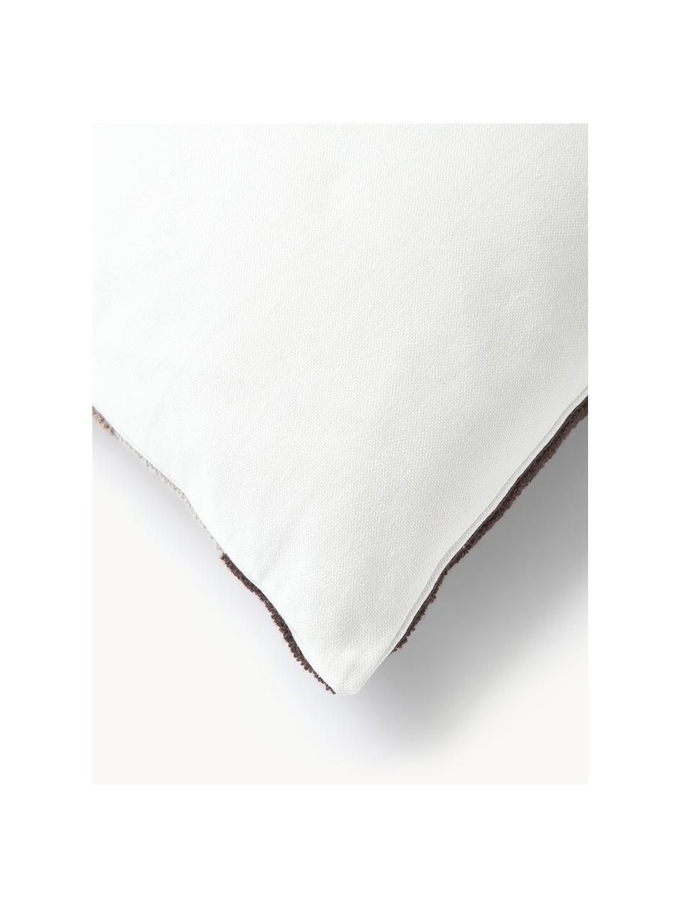 Vyšívaný povlak na polštář s abstraktním ornamentem Nomi, Tmavě hnědá, taupe, tlumeně bílá, Š 45 cm, D 45 cm