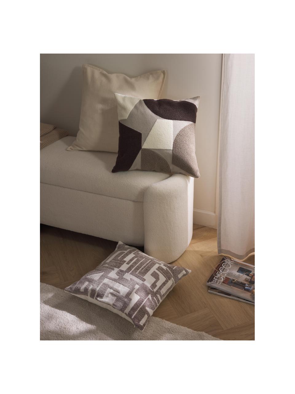 Poszewka na poduszkę z bawełny Nomi, Ciemny brązowy, taupe, złamana biel, S 45 x D 45 cm