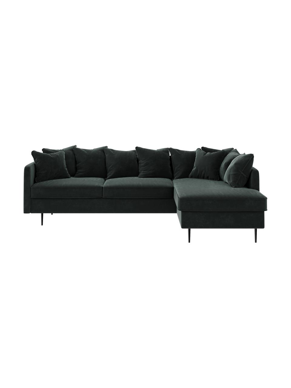 Sofa narożna z aksamitu Esme, Tapicerka: 100% aksamit poliestrowy, Stelaż: drewno liściaste, drewno , Nogi: metal powlekany Dzięki tk, Antracytowy, S 255 x G 165 cm