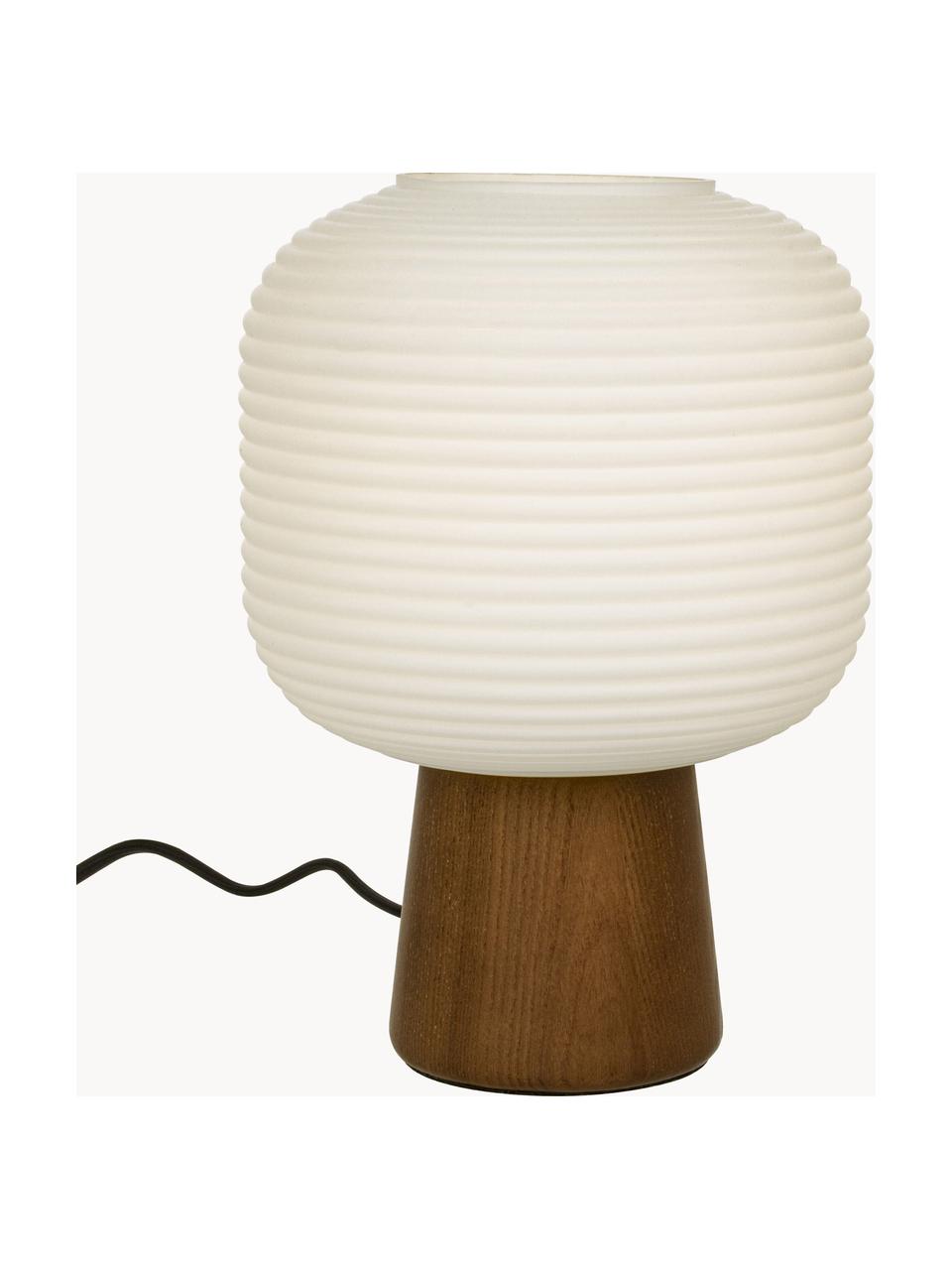 Malá stolová lampa Aura, Dubové drevo, biela, Ø 20 x V 29 cm